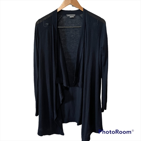 Vince Sweaters - Vince Women's Navy Wool Cashmere Blend Thin Knit Draped Open Front Cardigan XS